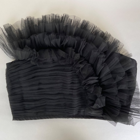 Anthropologie Ranna Gill Strapless Tulle Cropped Bustier Fashion Top Bla… - Picture 3 of 11